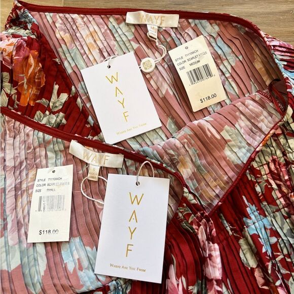 WAYF Pleated One Shoulder Floral Top Scarlet Roses - Picture 7 of 11